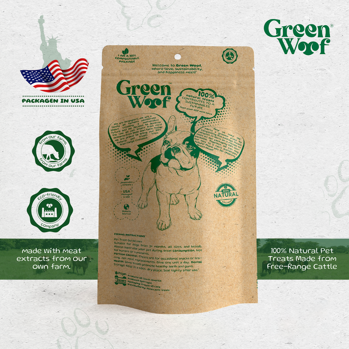 Green Woof Straight Bully Sticks – Beef Dog Chews