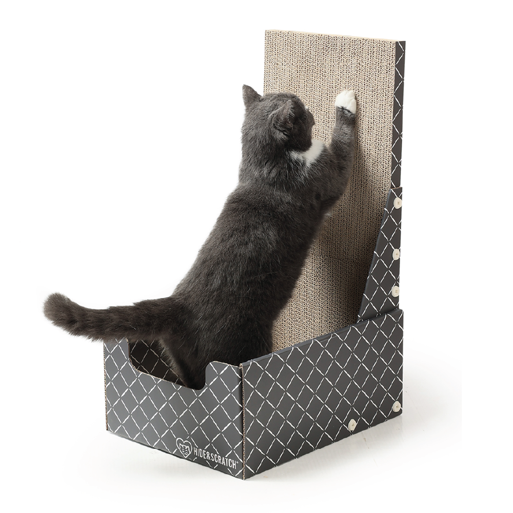 26" L Shaped Cat Scratcher Box and Cat Bed with Double-Sided Cardboard Cat Scratch Pad-0