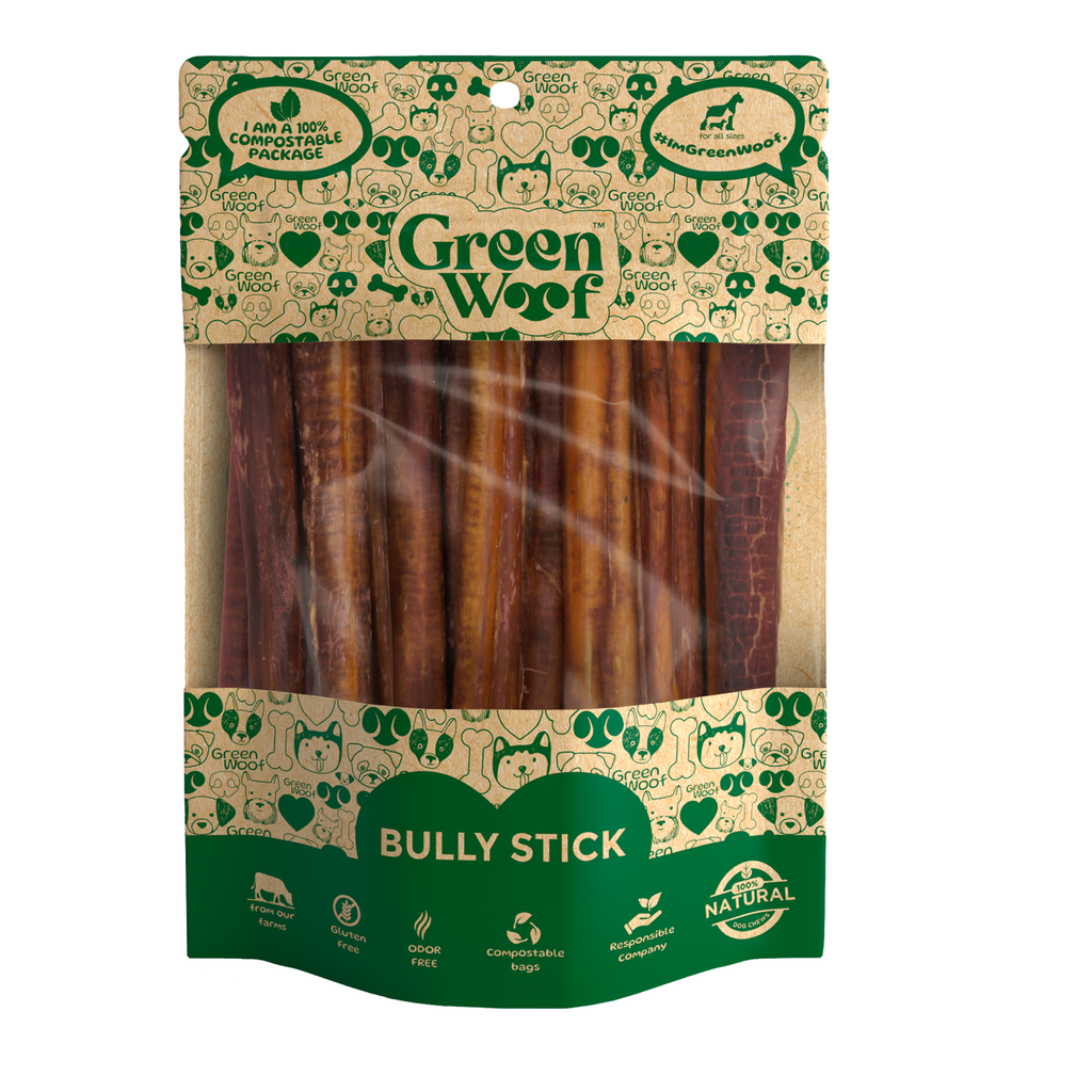 Green Woof Straight Bully Sticks – Beef Dog Chews